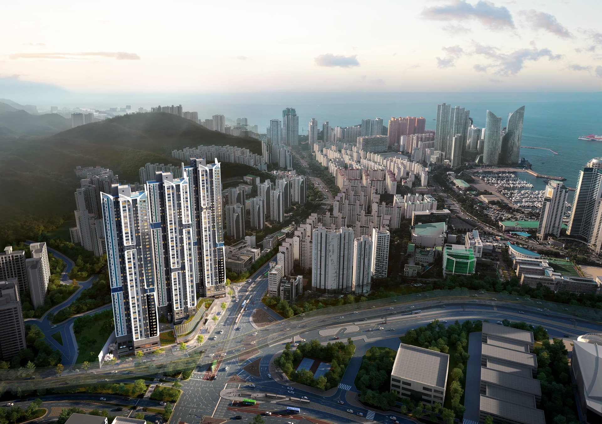 건축 조감도·투시 CG 메인 비주얼 — 에이치엔비테크 건축CG